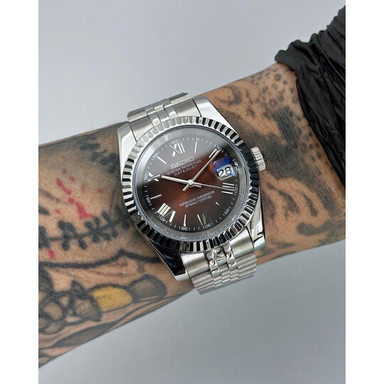 Custom Seiko Mod • Brown Vignette Roman DateJust • 39mm